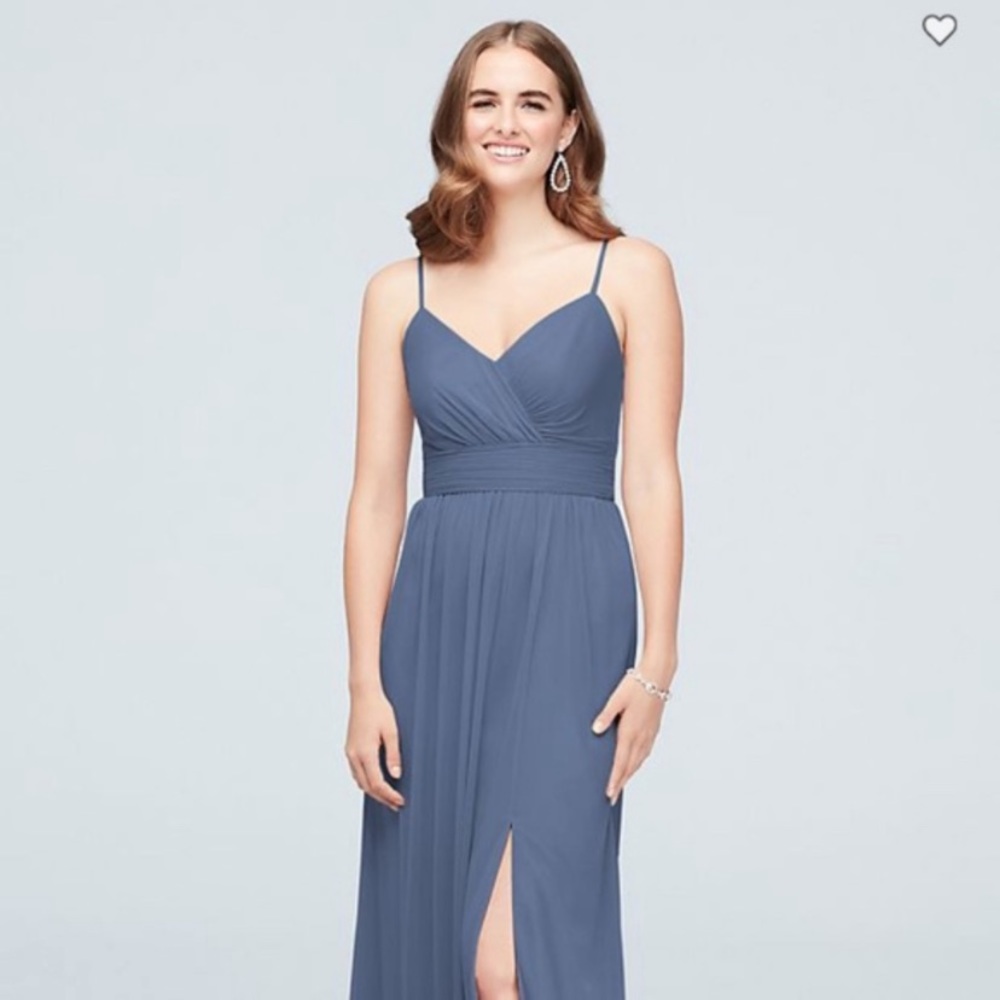 David’s Bridal Spaghetti Strap Dress Blue Steel